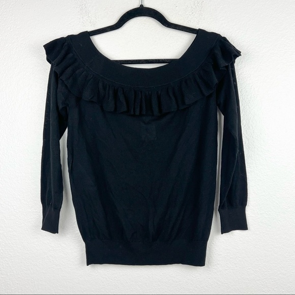 MAJE Marais Flounce Jumper Sweater, Black, 100% Wool, Size 1, NWT! - Picture 5 of 7